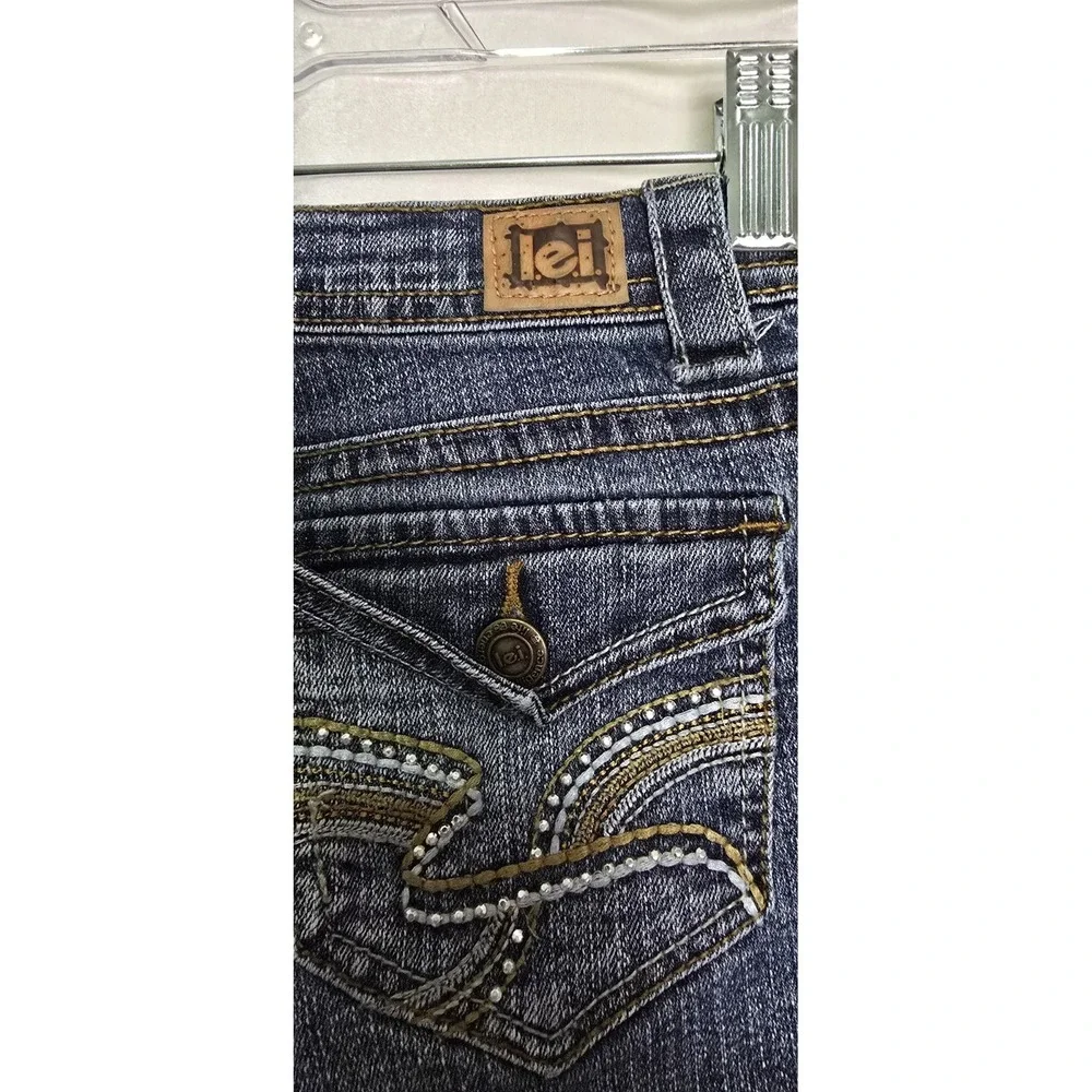 LEI Alexa Girls Denim Blue Jeans Size‎ 12 With Distressed Lowrise Slim Boot